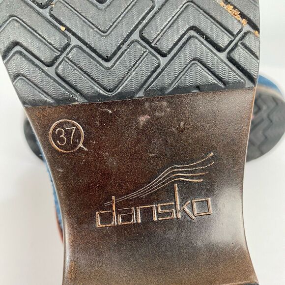 Dansko Womens Blue Nubuck Leather Mules Slip On Shoes Size 37/6.5-7 Clog - Picture 3 of 13